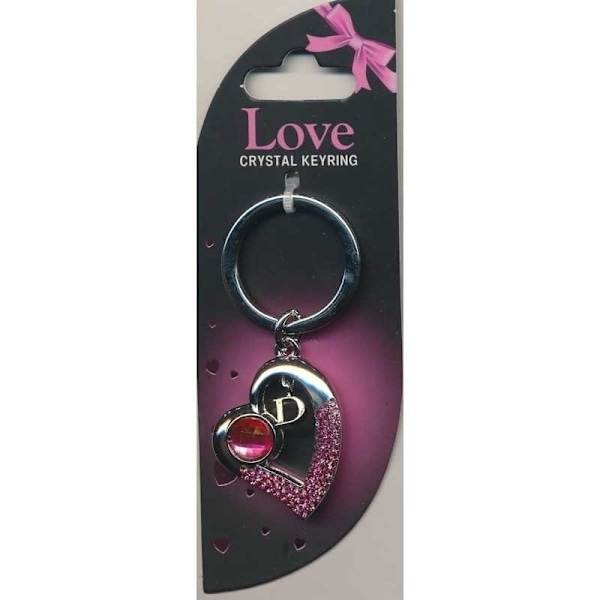 Crystal Keyring Love Hjärta med kristaller Pink one size