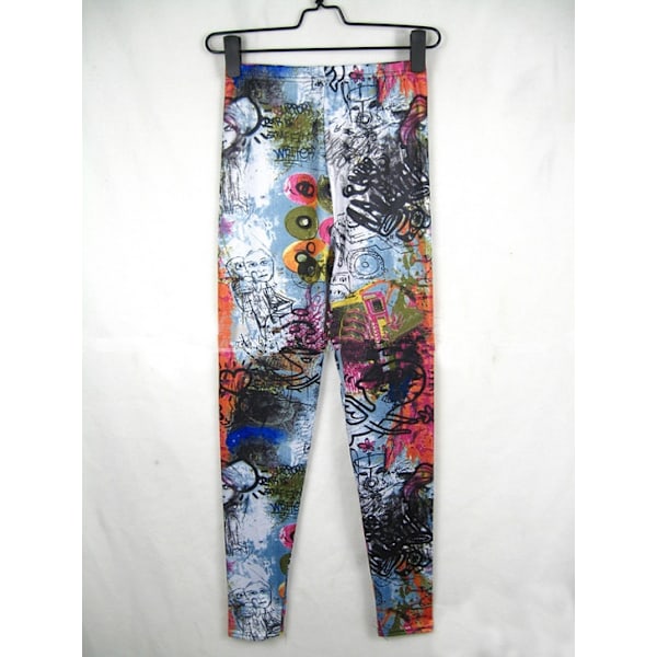 Tattoo Mönstrade Leggings Mjuka Stretch multifärg one size