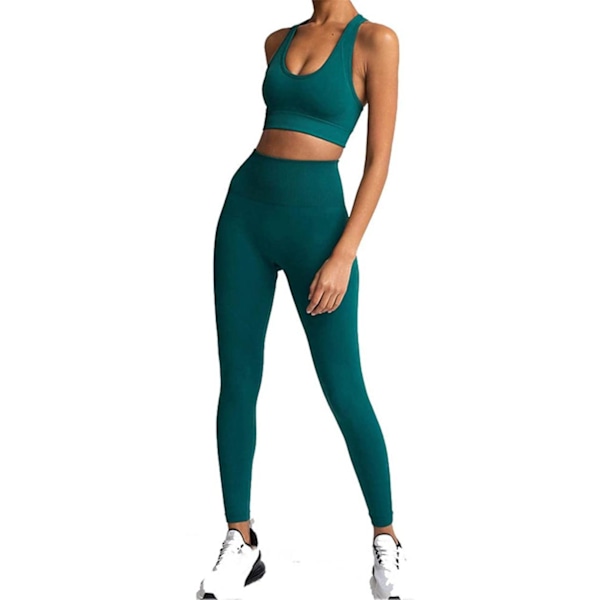 Mörkgröna Seamless Hög midja Tights  Leggings Dark green S