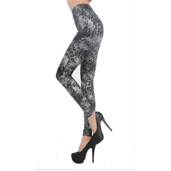 Grey Leopard Spot Leggings Grey one size