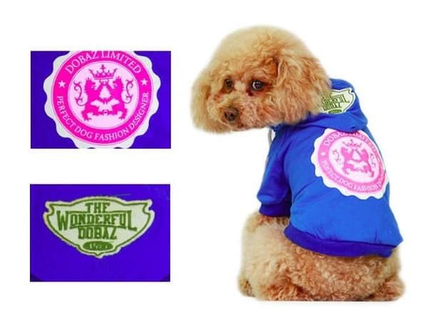 Huvtröja med tryck Hundtröja Blue XL