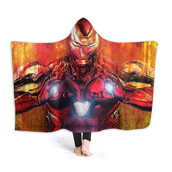 Plush Filt Pläd med Huva Ironman 125 cm x ca 100 cm multifärg one size