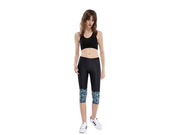 Svarta Capri Leggings med Snäckslasmönster multifärg L