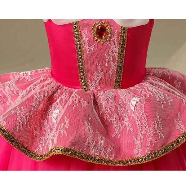 Elegant Rosa Prinsessklänning Törnrosa Maskeraddräkt Rosa 116