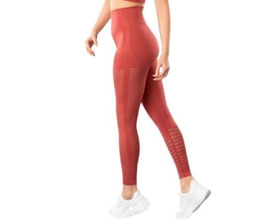 Röda Seamless Tights Leggings Mesh Röd L