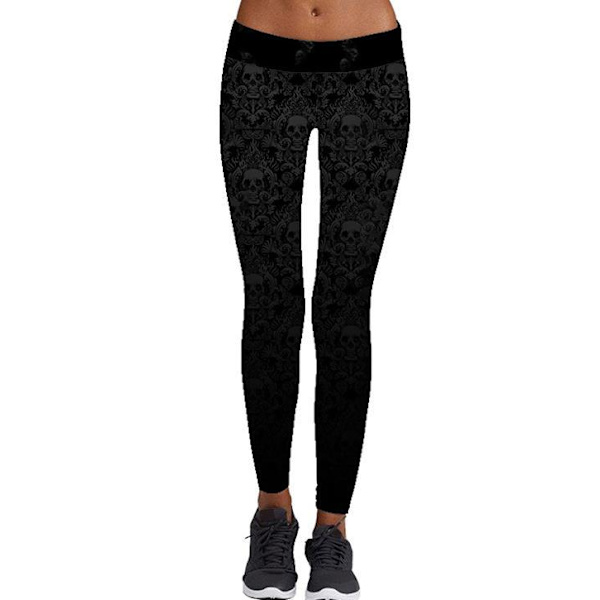 Svarta Leggings med Dödskallar multifärg XL