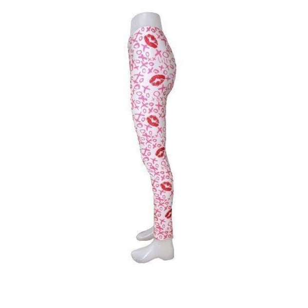 Vita Leggings med rosa XOXO Läppar Pink L