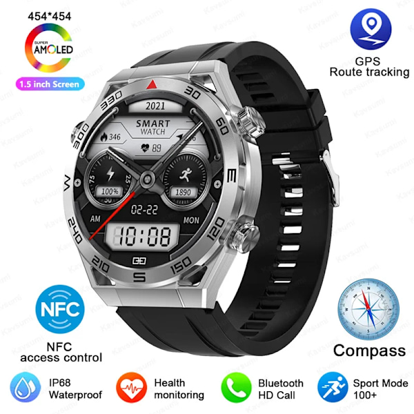 NFC AMOLED Smartwatch Herre Brugerdefineret Urskive Besvar Opkald Sport GPS Track Kompas IP68 Vandtæt Smartwatch Til Huawei Ultimate