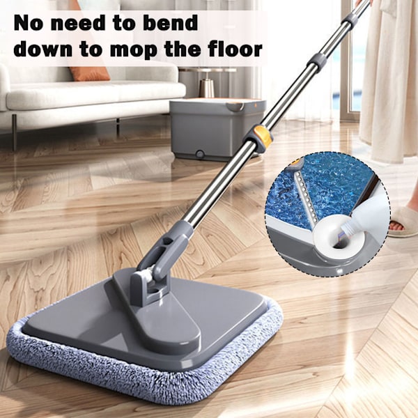 Integrated Flat Mop with Bucket Hangable Design Rotating Wash Mop for Living Room