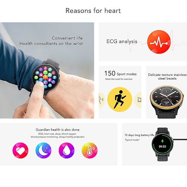 Zl89 1,39\" Smartwatch EKG Puls Blodtryksmåler Ur Understøtter AI Stemmeassistent