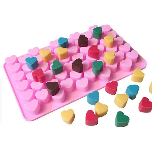 Silikone Mini Hjerte 55 Hullers Bageform, Hjerte Isterning Slik Chokoladeform, Valentinsdag Slikform, 2 Pak