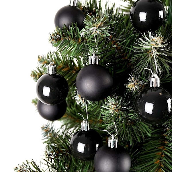 Sett med 20 knusesikre, holdbare julekuler i svart
