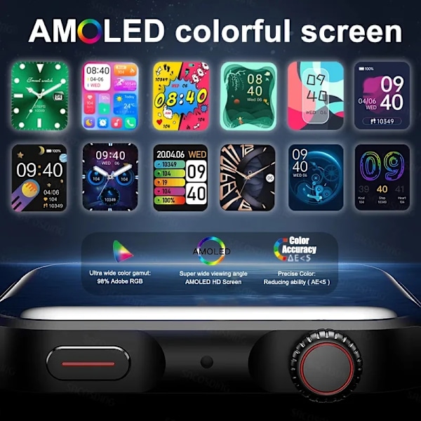 Ny NFC Smartwatch Herr AMOLED HD-skärm Alltid på-display Bluetooth-samtal IP68 Vattentät Smartwatch Dam för Huaw