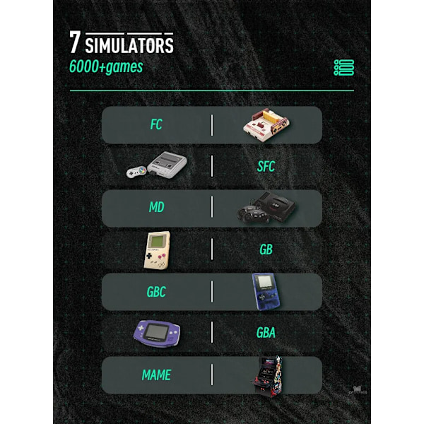 DATA FROG SF2000 Bærbar håndholdt spillekonsol 3 tommer IPS Retro spillekonsoller Indbyggede 6000 spil Retro videospil til bar