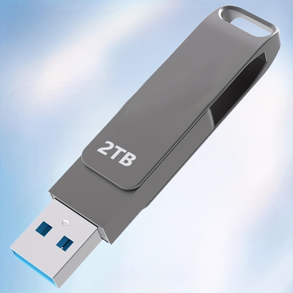2TB USB-minne - Läshastighet Upp Till 80MB/Sek USB-sticka 2TB Minne 2000GB USB-enhet 2TB Vridbar Metalldesign Nyckelring