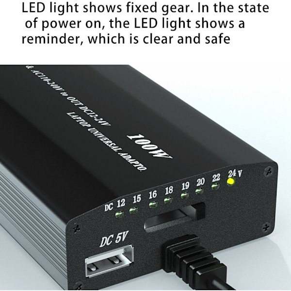 Universell nätadapter 12V-24V justerbar billaddare USB-laddare för hemmet 12V strömförsörjning 100W 5A bärbar dator med 38 DC-kontakter