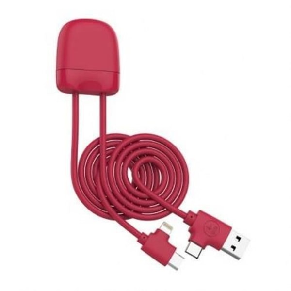 4-i-1 Ice-C Miljöansvarig USB A, USB C / USB C, Lightning-kabel 1m XOOPAR Röd