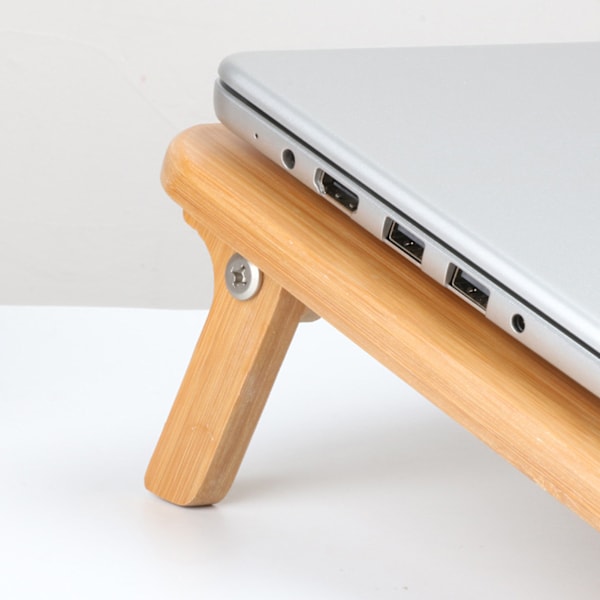 Laptop køleplade 2 niveauer justerbar vinkel bambus materiale ergonomisk design bærbar dobbelt ventilatorer laptop stativ