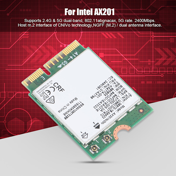 For Intel AX201NGW 2974Mbps WiFi6 M.2 CNIVo Dual Band Wireless Network Card With Bluetooth 5.0