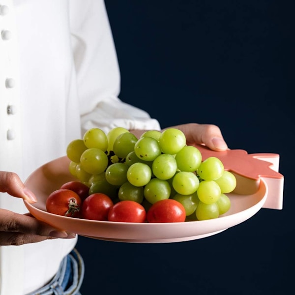 Jordbær Plastbrett Snackstallerkener Kjøkkenskåler, 2-pakning Plasttallerkener Serveringsfat Matbrett Dekorative serveringsbrett for godteri, frukt