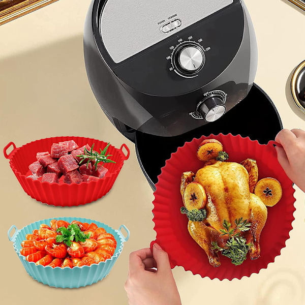 Airfryer Silikonbeholder, varmluftfryser, 2 genanvendelige non-stick 21,5 cm