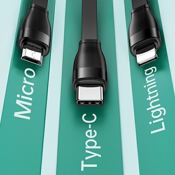 USAMS U69 3-i-1 kabel 1m grön/grön (Lightning/microUSB/USB-C) SJ508USB03 (US-SJ508)