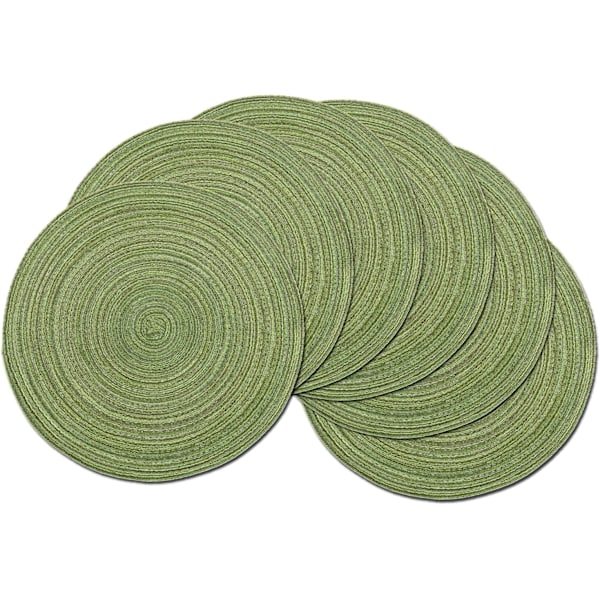 Set of 6 green round placemats placemat Washable braided cotton Ch