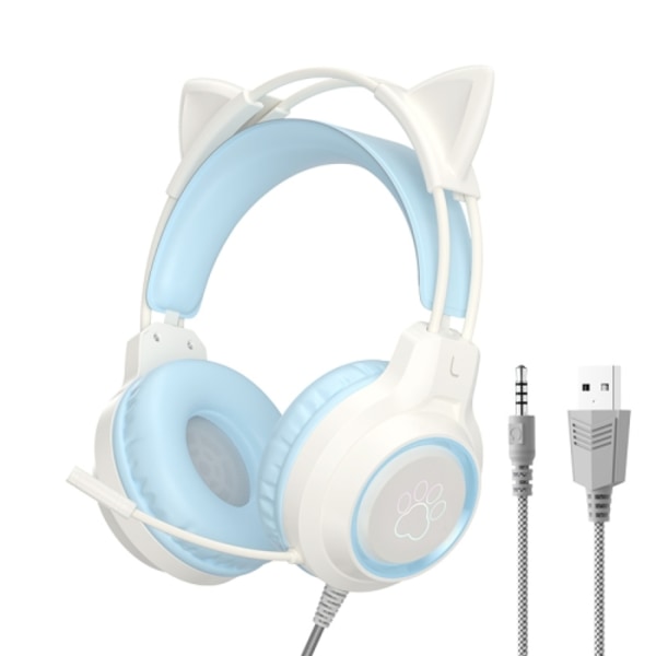 G35 Söt katt RGB Over-Ear Trådbundna Gaminghörlurar