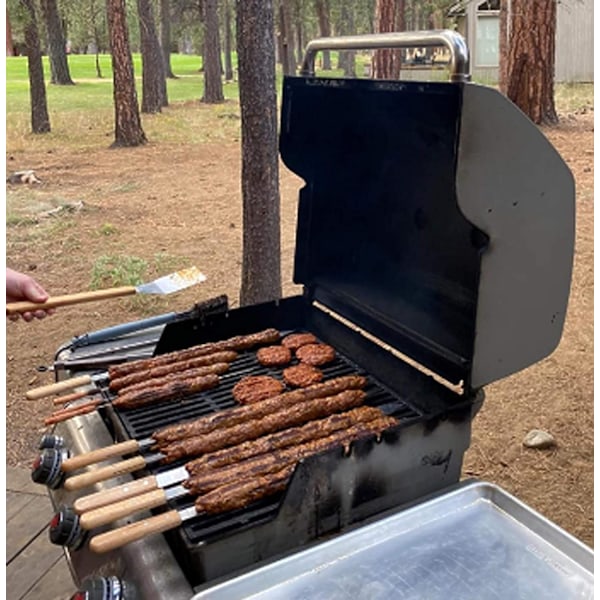 15,75\" lång 5/8\" bred 2mm tunn grillspett i rostfritt stål 8 stycken, silver