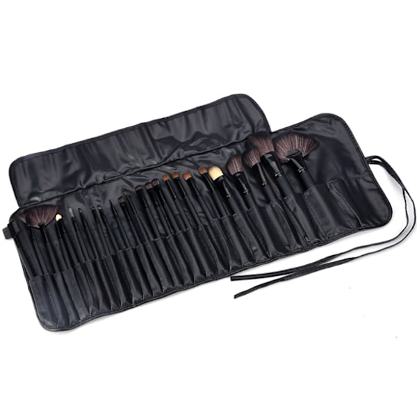 24-pack Sminkborstar / Sminkpenslar i läderfodral