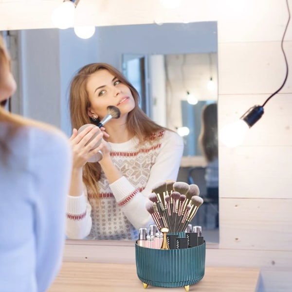 Stor opbevaringsboks til kosmetiske børster 360 roterende makeupbørsteholder Organizer til toiletbord børste display spand med 5 rum til påklædning