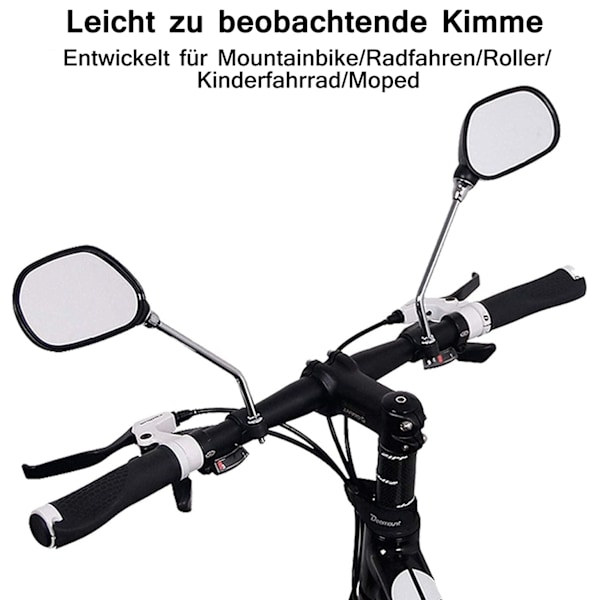 2-pack Cykelspeglar, Backspeglar, Cykelsidospeglar, 360° Justerbara Backspeglar för Vänster och Höger Montering, Styrsspeglar