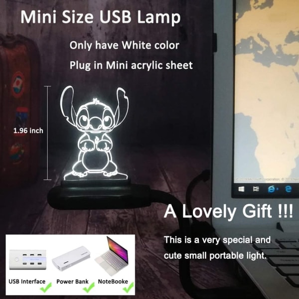 Lilo & Stitch lampa tecknad söt Stitch figur vänner 3D LED