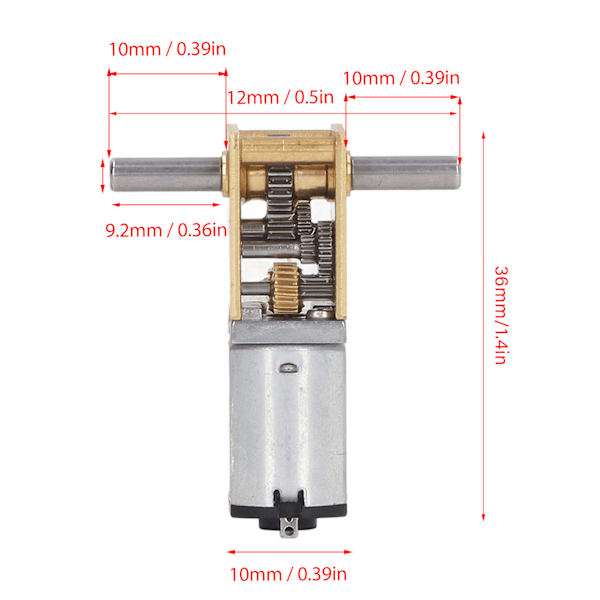 Lågmot DC12V dubbelaxlig snäckväxelmotor för robotar - 1 st (60 rpm)