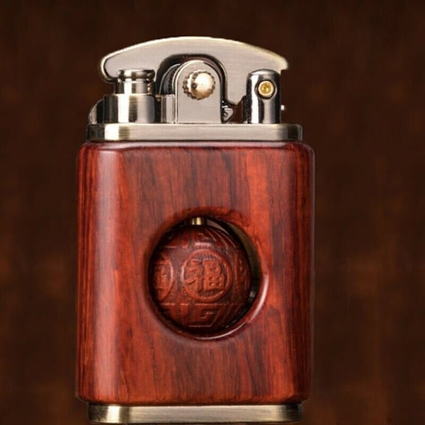 Træmønster lighter Mellemroterende kugle Antistatisk bærbar retro lighter