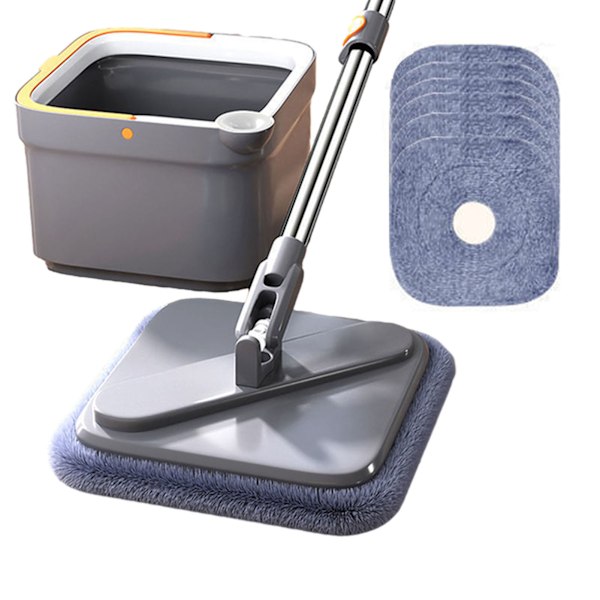 Integrated Flat Mop with Bucket Hangable Design Rotating Wash Mop for Living Room