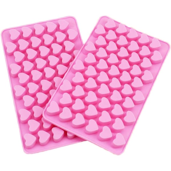 Silikone Mini Hjerte 55 Hullers Bageform, Hjerte Isterning Slik Chokoladeform, Valentinsdag Slikform, 2 Pak