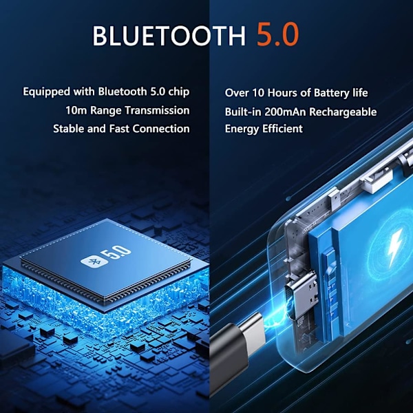Bluetooth adapter bil, trådløs Aux Bluetooth 5.0-adapter med håndfrie samtaler, Bluetooth-mottaker for bil, hodetelefoner og hjemmestereosystemer (dobbel)