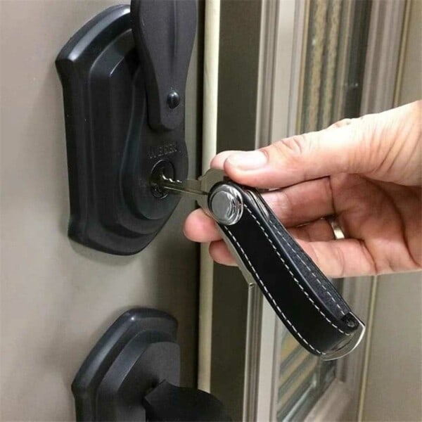 Nyckelorganisatör Läder Nyckelhållare Nyckelring Svart