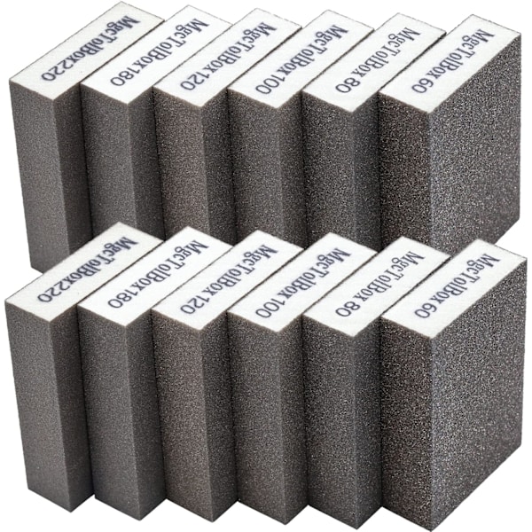 12 pcs sanding sponges, sanding block set, polishing set, grit size 60/80/100/120/180/220, washable and reusable