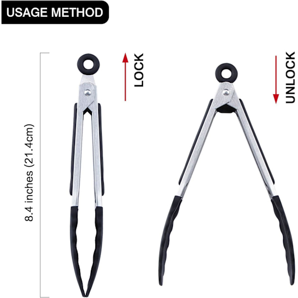 Mini silikon serveringstänger 17,8 cm Set med 3 - Svart
