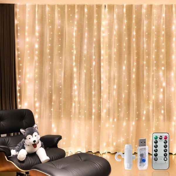 Curtain light 300 LED 8 light modes, 9.8ftX9.2m