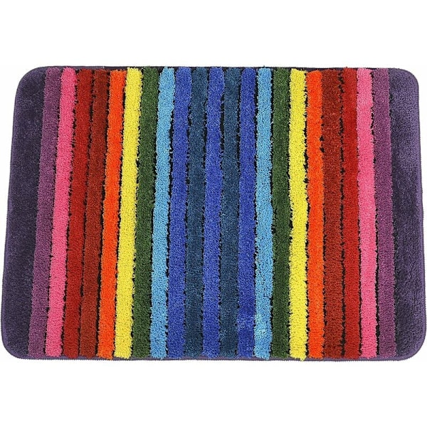 Rainbow Bath Mat 19 x 27 Inch Aqua Soft Microfiber Plush Water Absorbent Thick Bath Mat Machine Washable Non-Slip Door Mat Rectangle