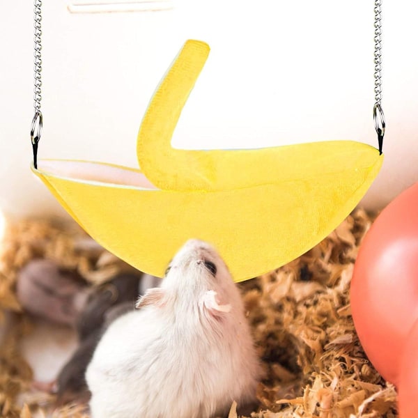 Bananformad hängmatta för hamster, husdjur, varm hängmatta, bur-tillbehör, mus, KLB