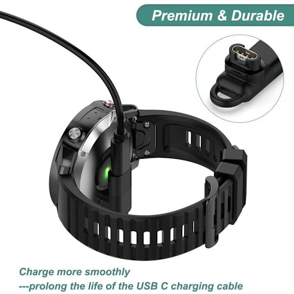 Lader for Garmin Watch Lader Usb C Adapter, Kompatibel med Garmin Fenix 7X 7S 7, Forerunner 45 55 245, Approach S10 S40 S42 S62