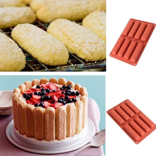 2 stk. Biscuit Silikonform, Rektangulære Silikonformer, Sjokolade Biscuit Silikonform, for Brød, Kake, Energibarer