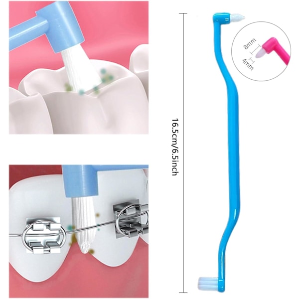 6-pack Interdental Brushes, 2-in-1 Soft Toothbrush with Interdental and Wisdom Tooth Brush Heads for Complete Oral Care and Braces