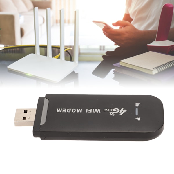 4G LTE USB WiFi-router 150 Mbps, understøtter 10 brugere, bærbar WiFi-modem, mobil WiFi-router til tablet, bærbar computer, sort