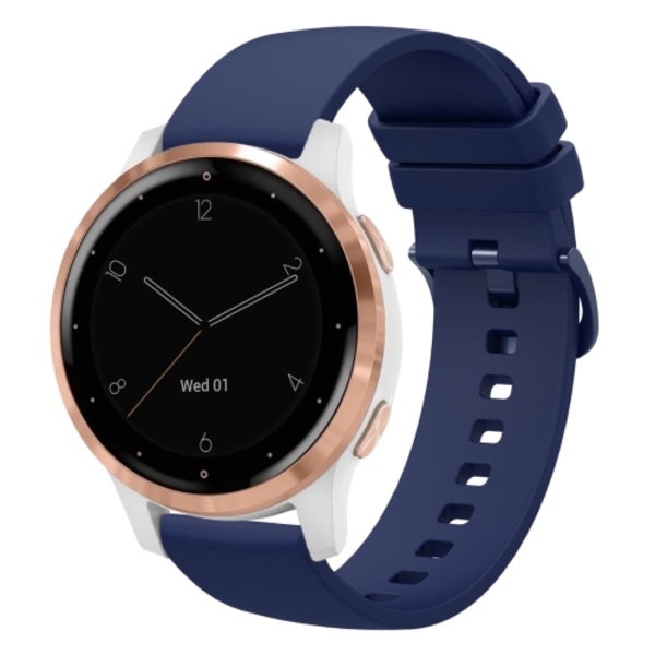 För Garmin Vivoactive 4S 18mm enfärgad mjuk klocka Navy Blue