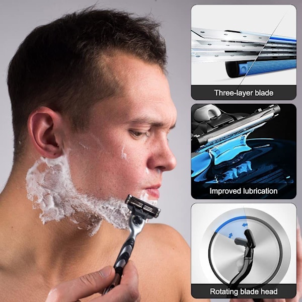 20 stk Barberblader for Menn med Dobbel Smørestripe Universelle Kompatible med Mach3